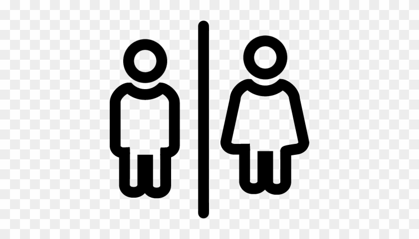 Bathrooms For Men And Women Outlines Sign Vector - Baños Publicos Para Colorear #1615535