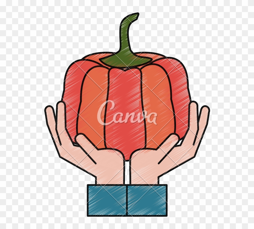 Hand Holding Pumpking - Canva #1615597