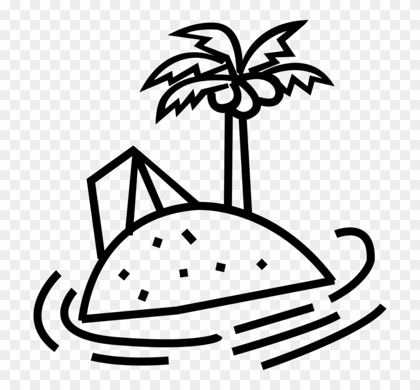 Vector Illustration Of Deserted Island With Palm Tree - Vector Illustration Of Deserted Island With Palm Tree #1622985