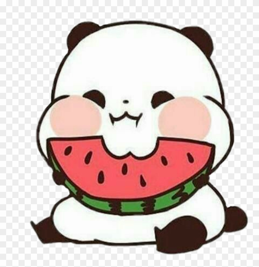 Panda Cute Love Watermelon Food - Panda Kawaii - Free Transparent PNG