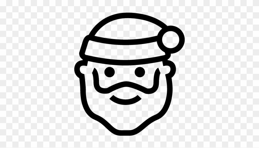 Santa Claus Face Vector - Santa Emoji Black And White #1635924