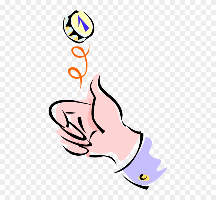 Vector Illustration Of Hand Flipping Money Coin In - Vector Illustration Of Hand Flipping Money Coin In #1654408