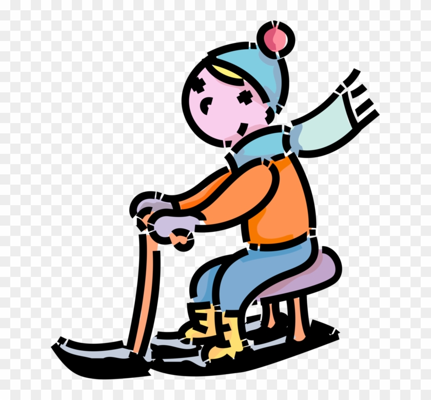 Picture Boy Rides Toboggan Sled Vector Image Illustration - Picture Boy Rides Toboggan Sled Vector Image Illustration #1670376