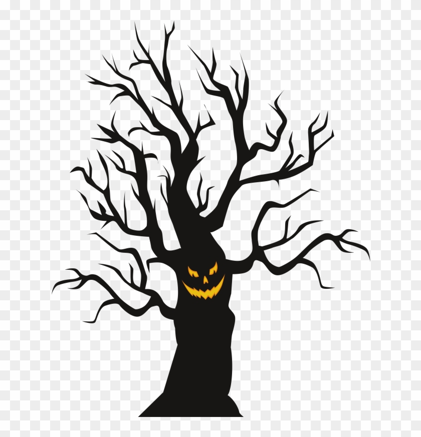Pin Spooky Tree Clip Art - Halloween Tree Cartoon Png #1677936
