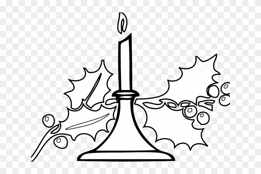 Candles Clipart Book - Christmas Clipart Black White #1684453