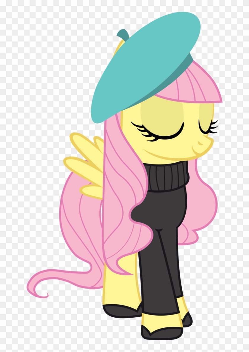 93198 Absurd Res Beatnik Beret Fluttershy Highres Recolor - My Little Pony Fluttershy Clothes #1685301