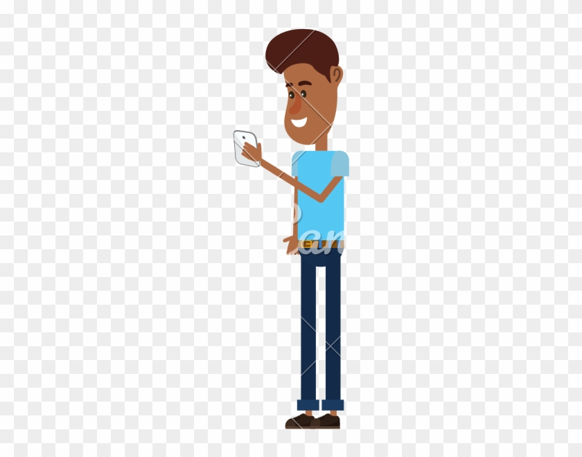 Nice Man With Hairstyle And Smartphone Vector Icon - Cartoon #1686744