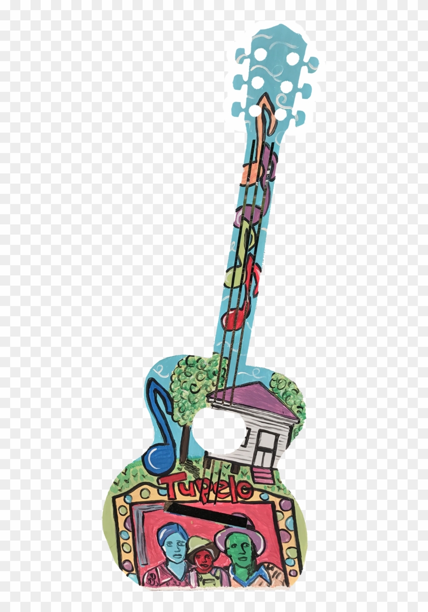 Colorful Metal Guitar At Elvis Presley Birthplace - Illustration #1691853