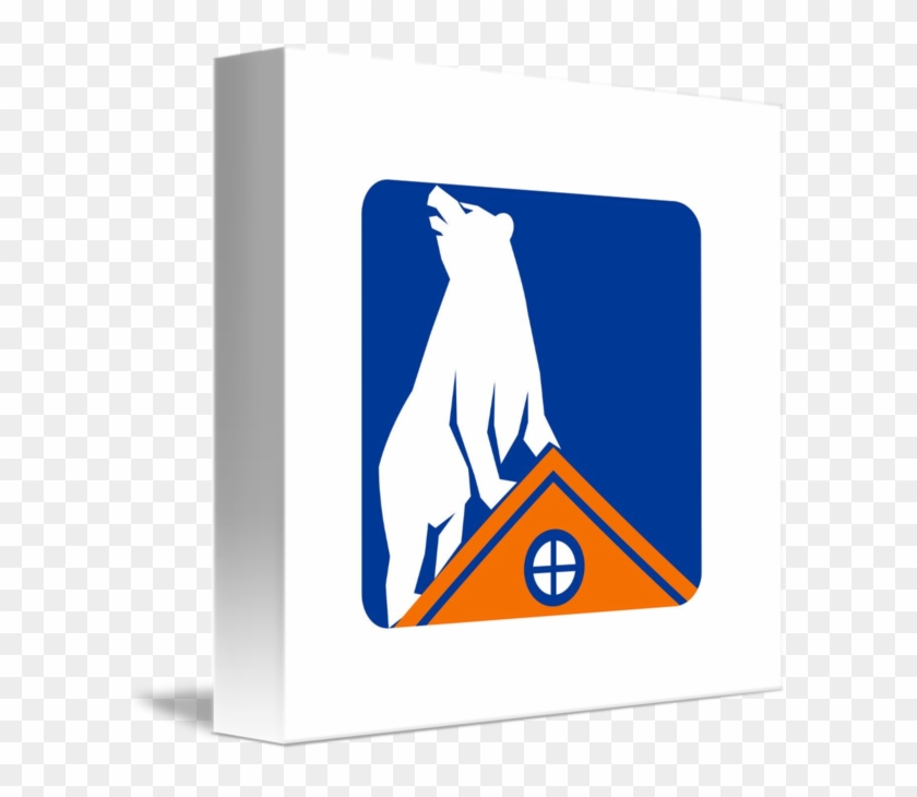 Bear On Roof Rectangle Retro By Aloysius Patrimonio - Emblem #1692095