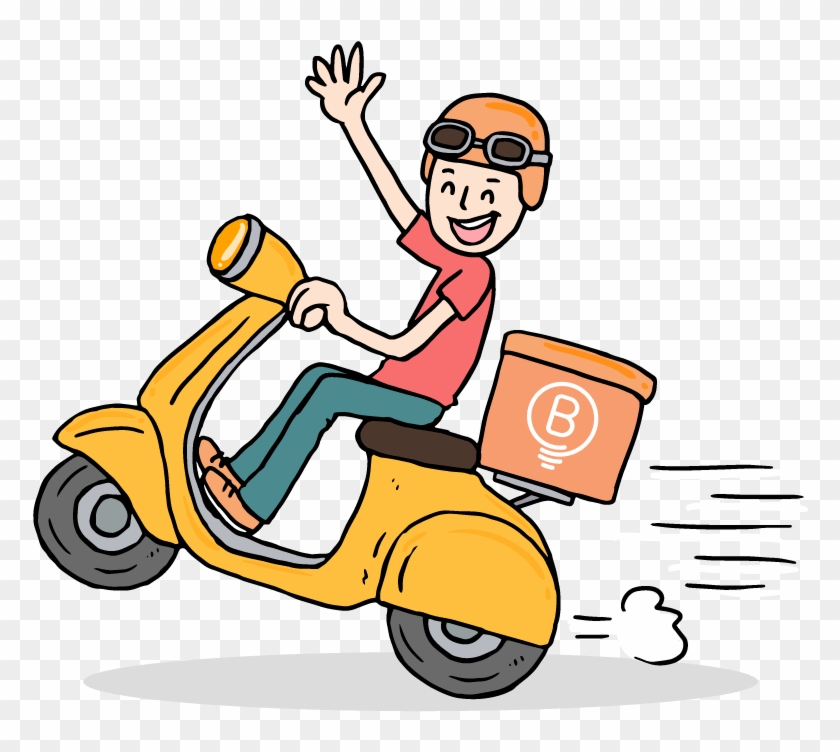 Guy On Scooter Driving Fast - Courier - Full Size PNG Clipart Images ...