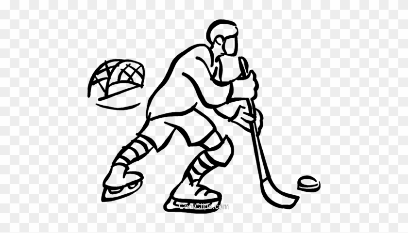 Hockey Player Royalty Free Vector Clip Art Illustration - Line Art #1695233