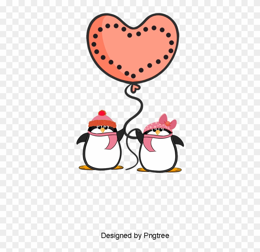 Penguin, Red, Valentine's Day Png And Psd - Valentines Day Cartoon Penguins #1696105