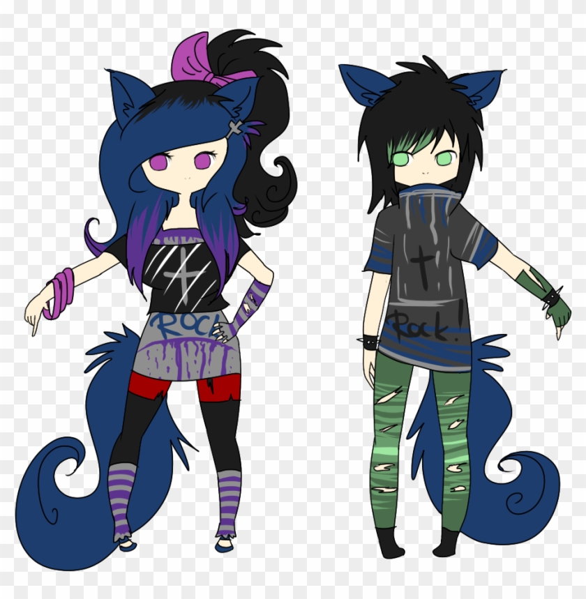 Closed Wolf Punk Girl And Boy Draw To Adopt By Lunax3adoptables Wolf Drawing Anime Girl Free Transparent Png Clipart Images Download