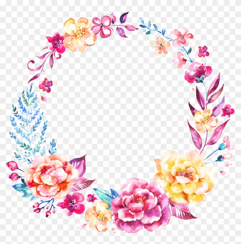 Png Hand Painted Watercolor Flower Free - Watercolor Wreath Flower Png #1714303