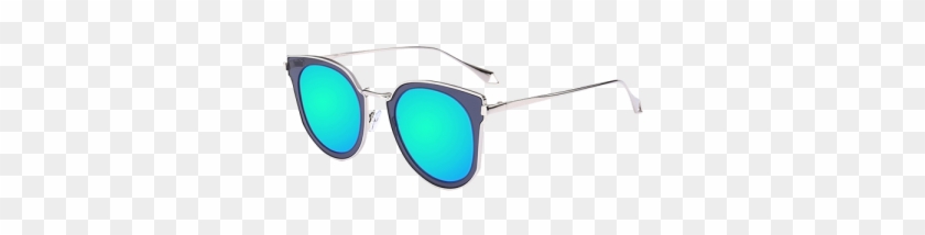 Transparent Gray Mirrored Lens Insert Cat Eye Sunglasses - Electric Blue #1715369