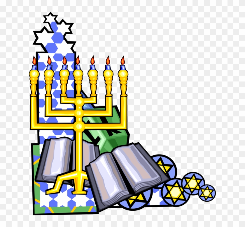 Vector Illustration Of Menorah Lampstand Seven-branched - Vector Illustration Of Menorah Lampstand Seven-branched #1728002