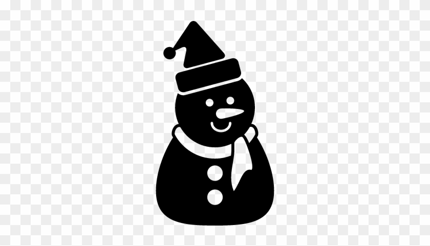 Christmas Black Snowman With Bonnet And Scarf Vector - Muñeco De Nieve Silueta #264573