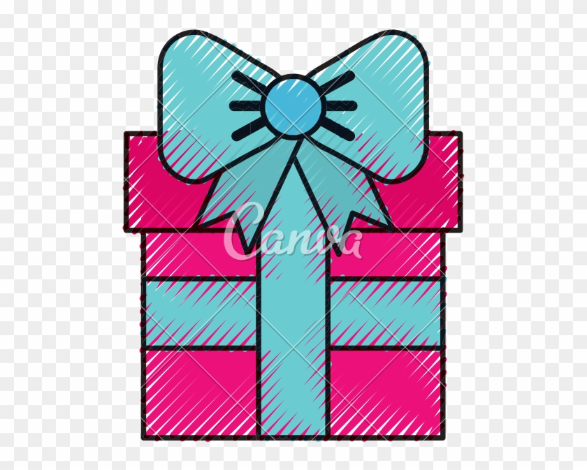 Scribble Cute Fuchsia Gift Cartoon - Cute Gift Cartoon #1737747