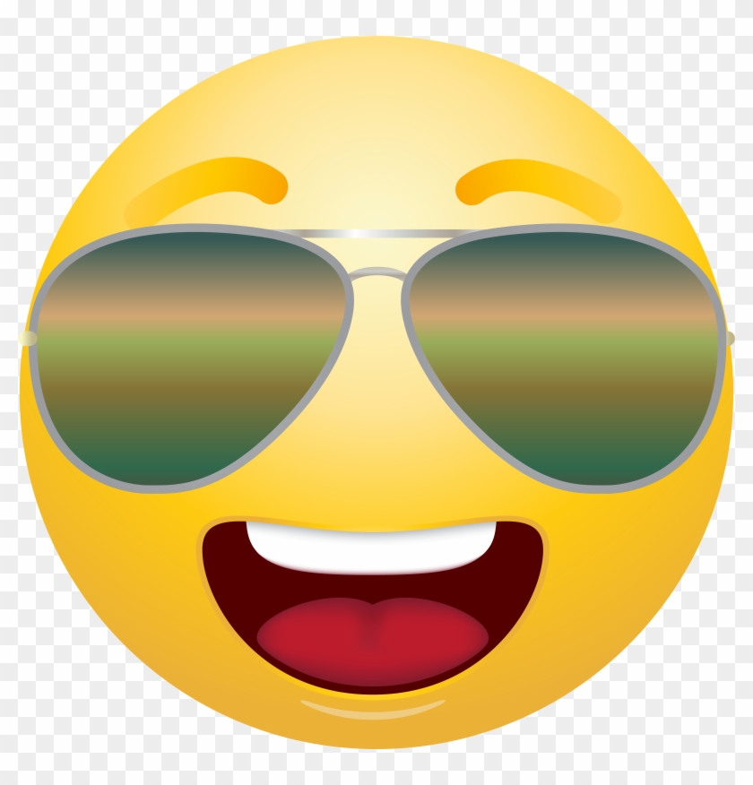 Emoticon With Sunglasses Png Clip Art - Emoticon With Sunglasses Png Clip Art #1750032