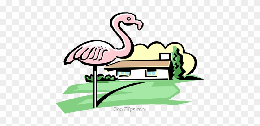 House With Pink Flamingo Royalty Free Vector Clip Art - House With Pink Flamingo Royalty Free Vector Clip Art #1751503