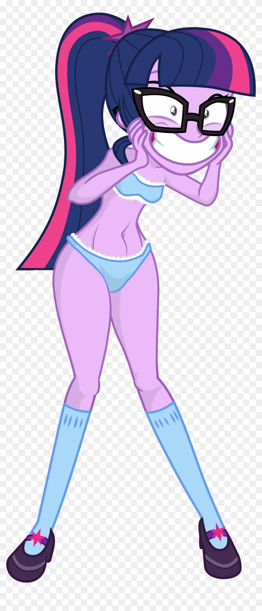 Uponia, Bandeau, Belly Button, Blue Underwear, Bra, - Equestria Girl Sci Twi Underwear #1759461