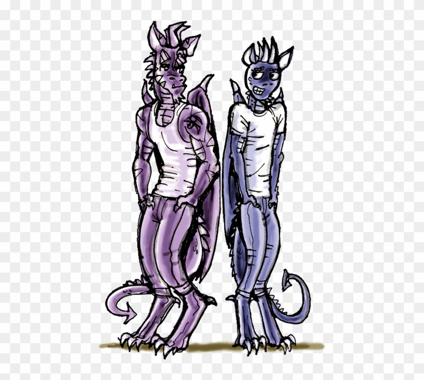 Art Of Dragons Raif And Phil Standing Side By Side - Illustration #1759825