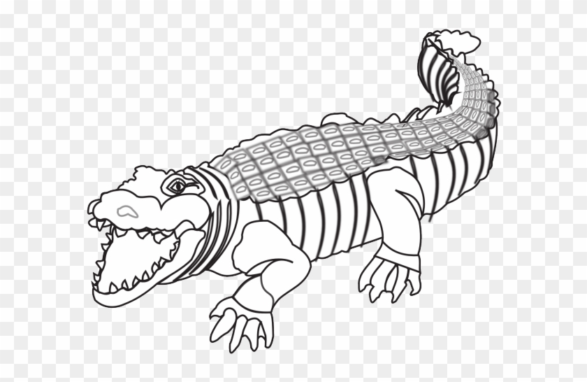 clipart crocodile black and white