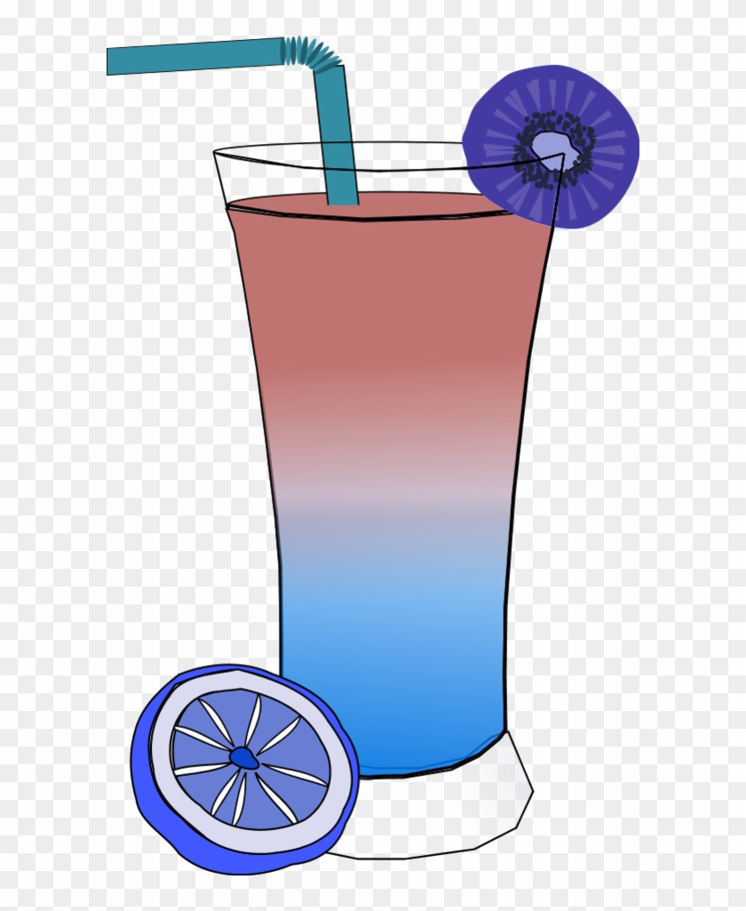 Fruit Cocktail Drink With Straw And Lemon Piece - Drink Clip Art #270088