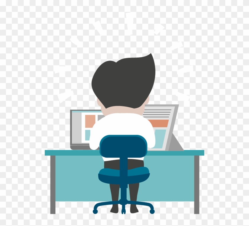 Cartoon Business Man Working At Office Desk - Office Cartoon Png - Free ...