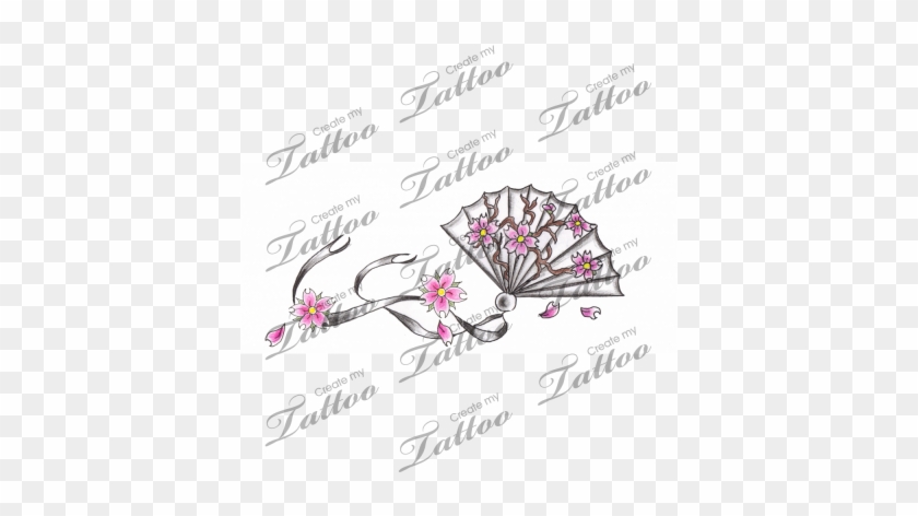 Marketplace Tattoo Japanese Cherry Blossom Fan - Rose Vine Wrist Tattoos #271957