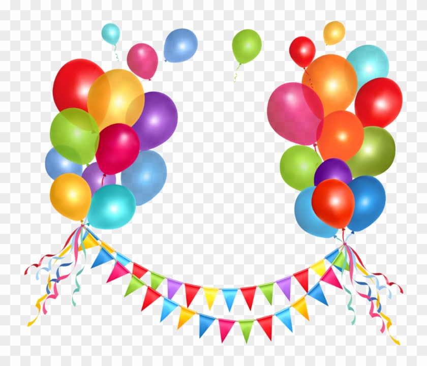 Transparent Party Streamer And Balloons Png Clipart Happy Birthday