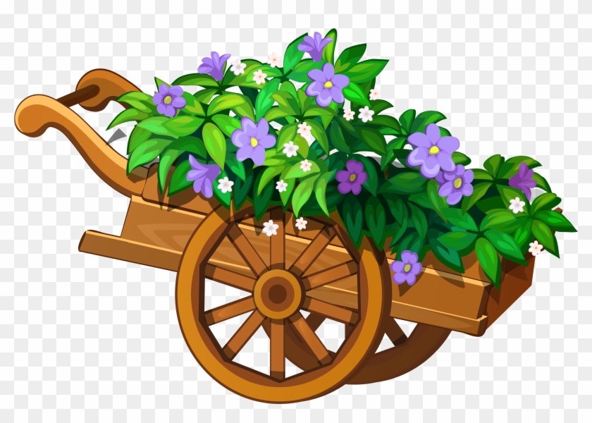 Gardening Wheelbarrow Clip Art30jurfulkw - Wheelbarrow With Flowers Clipart #275242