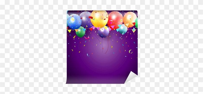 Birthday Poster With Balloon And Confetti Wall Mural - Birthday #276774