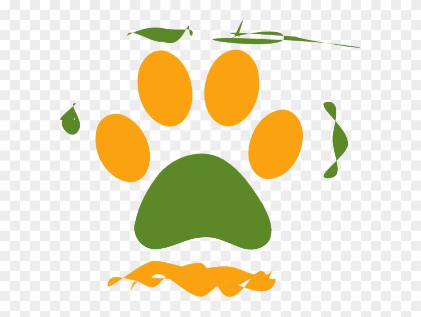 Orange Green Paw Clip Art - Orange Green Paw Clip Art #279035