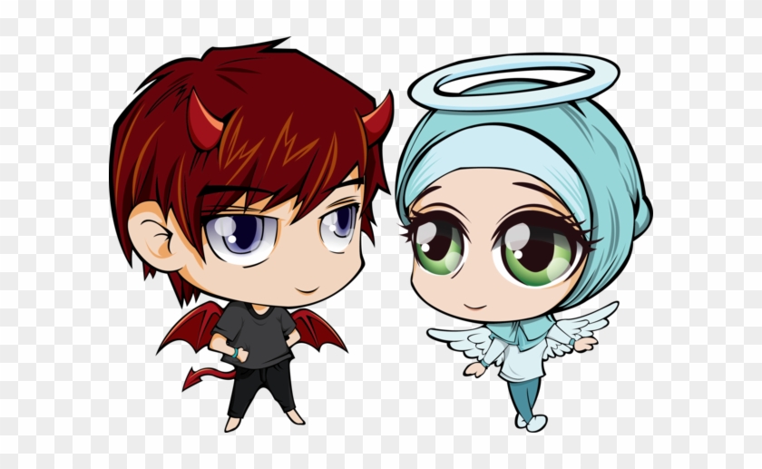 chibi demon and angel
