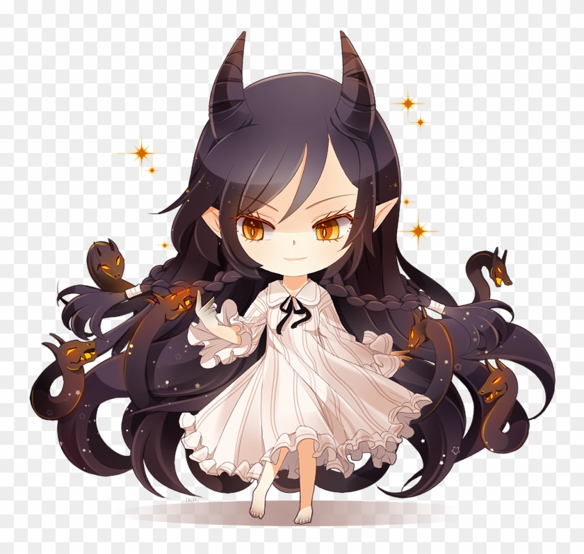 Pretty Demon Girl With Long Black Hair Red Horns And Black Katana Hand  Drawn Anime Illustration Stock Illustration - Download Image Now - iStock