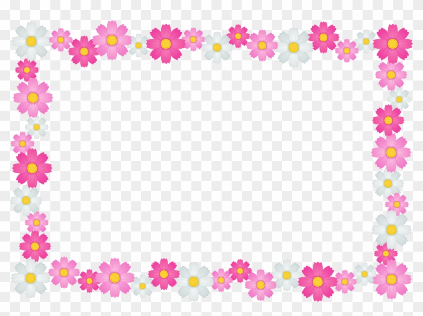 コスモスの花のフレーム囲み枠イラスト 長方形 Borderpink Free Transparent Png Clipart Images Download