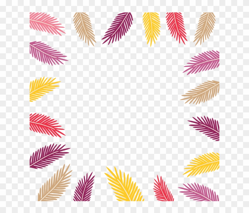 Colored Tropical Leaves Borders Frame, Colorful, Tropical - Illustration #288942