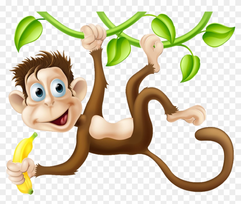 Chimpanzee Monkey Cartoon Clip Art Monkeys Swinging In The Tree
