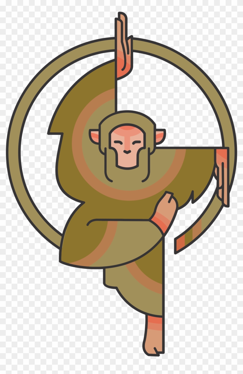 Big Image - Year Of The Monkey Chinese Zodiac Illustration Pendant #291922