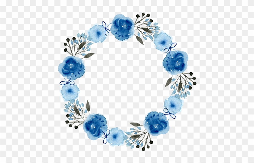 Imagens Floral Em Png Para Baixar - Blue Watercolor Wreath Png #297702