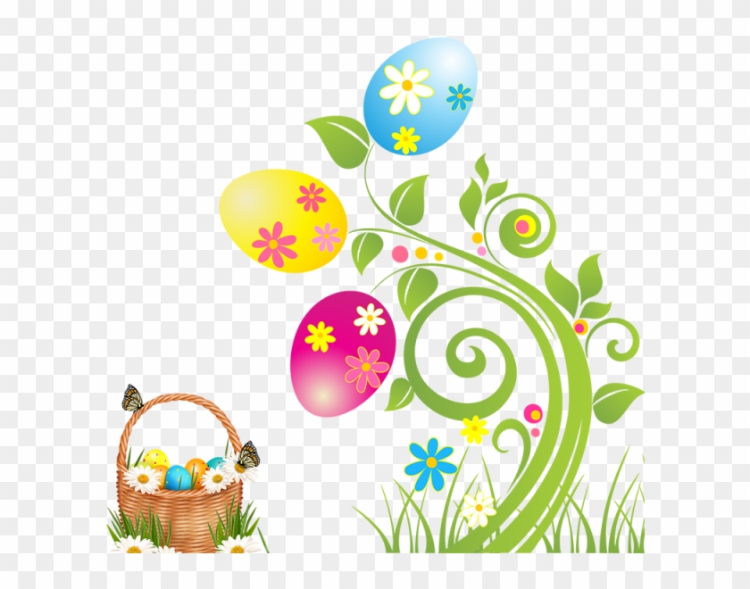Easter Flowers And Basket, Easter Flowers, Basket, - Wall Sticker Floral Vine #316662