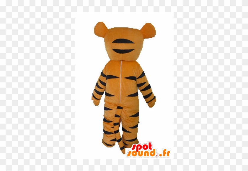 Orange Tiger Mascot, White And Black - Teddy Bear #319498