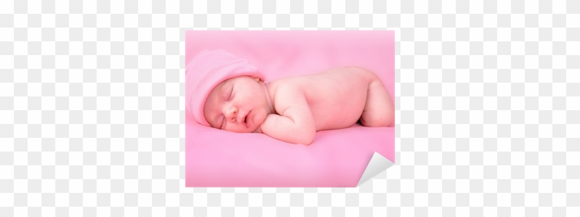 Vinilo Pixerstick Bebé Recién Nacido Niña Durmiendo - Buggy Pink Girl Photo Birth Announcements #320014