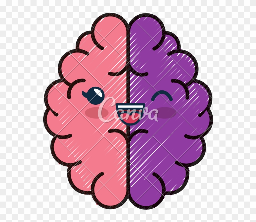 Kawaii Brain Cartoon Smiley - Vector Graphics #322037