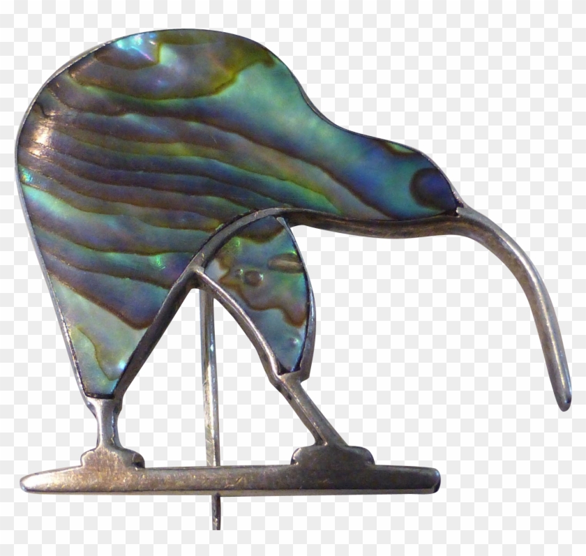 Vintage Sterling Silver Abalone Paua Inlay Kiwi Bird - Hummingbird #327504