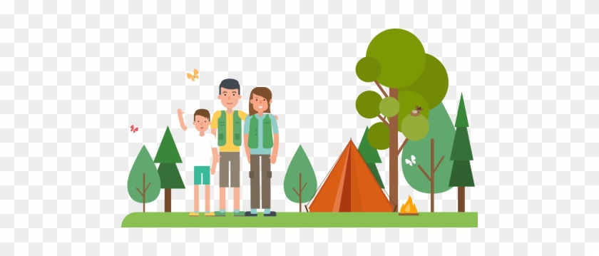 Illustration Of Mom And Dad With Kids By Their Tent - Camping #334544