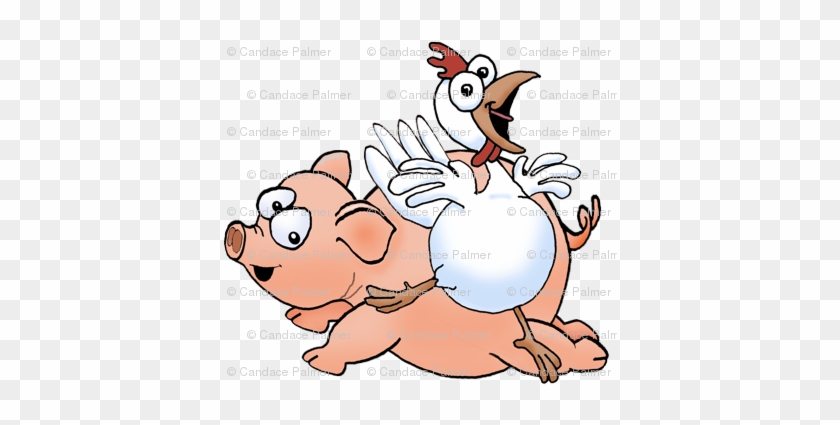 Chicken Clipart Pig - Pig And Chicken Cartoon #335478