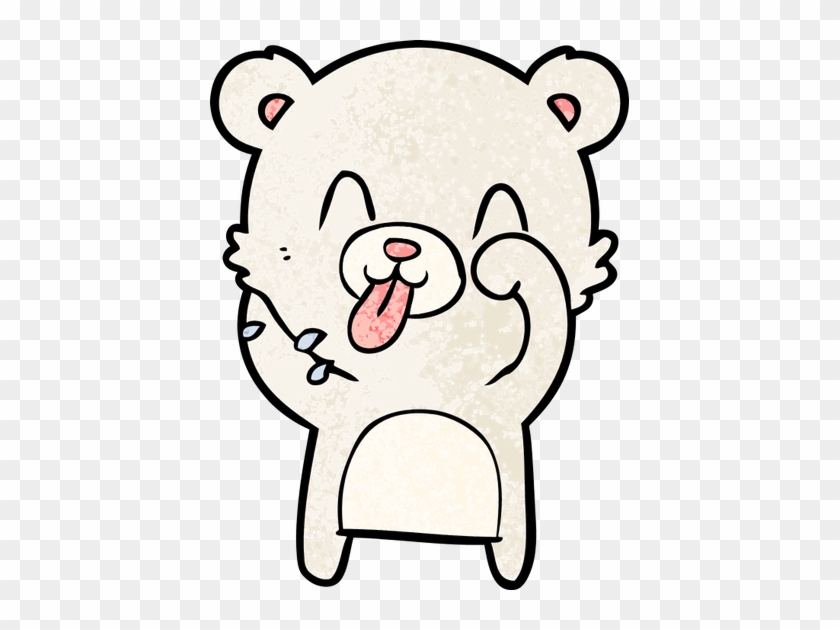 Rude Cartoon Polar Bear Sticking Out Tongue - Illustration #348304