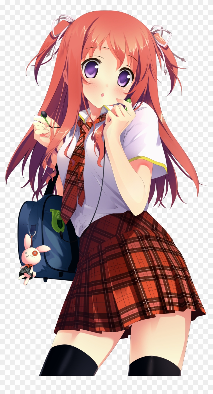 Anime Anime Girls 2D Digital Digital Art Schoolgirl Skirt School Uniform  Redhead Long Hair Red Eyes Wallpaper  Resolution1000x1468  ID1279012   wallhacom